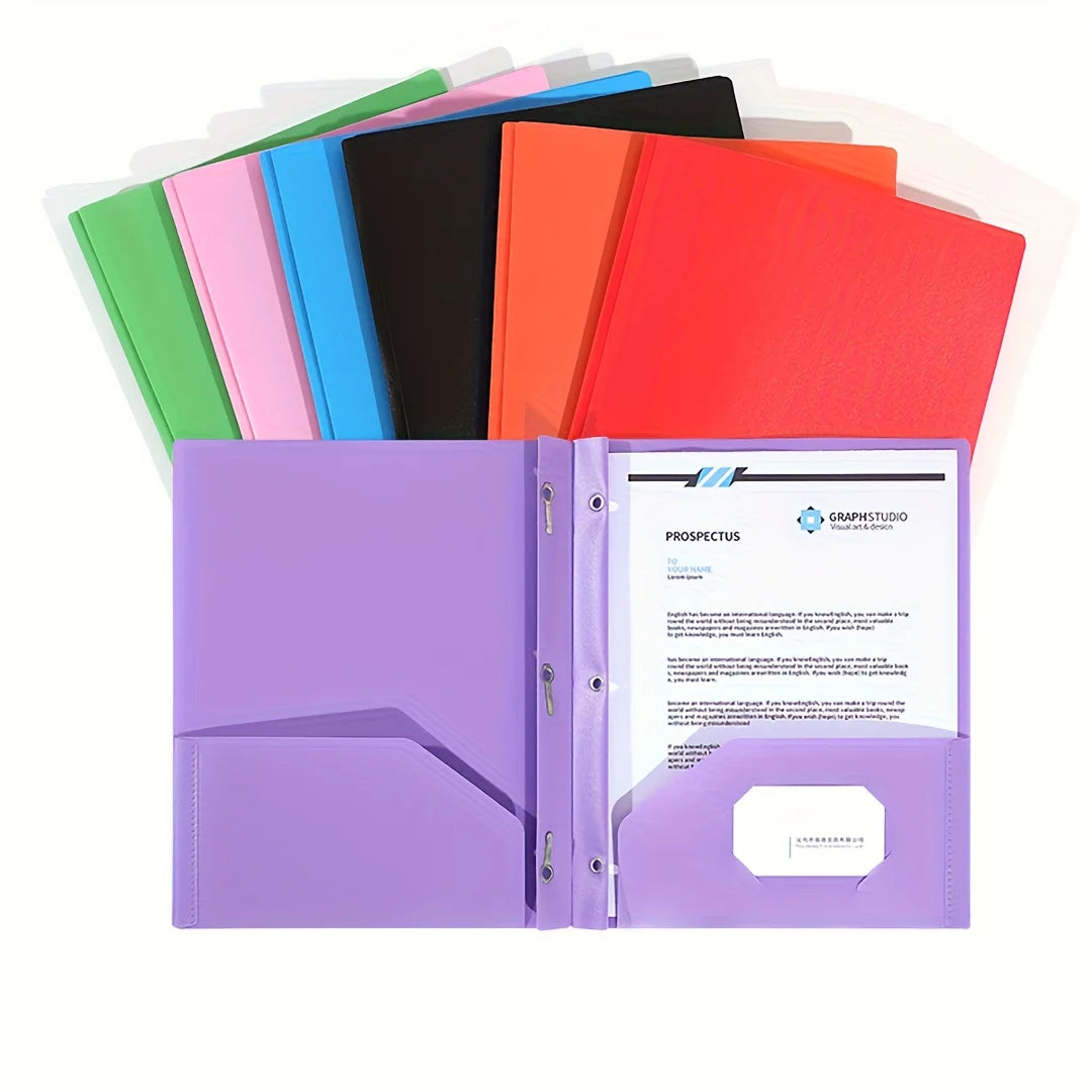 A4 Dual-Insert Tadpole Folder with D-Shaped Report Clips - Heavy-Duty PP Plastic Binder Organizer, Durable Document Storage