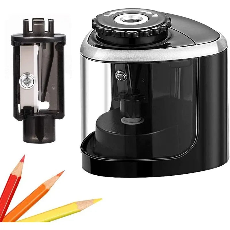1PC  Electric Auto Pencil Sharpener Safe Student Helical Steel Blade Sharpener for Artists Kids Adults Colored Pencils