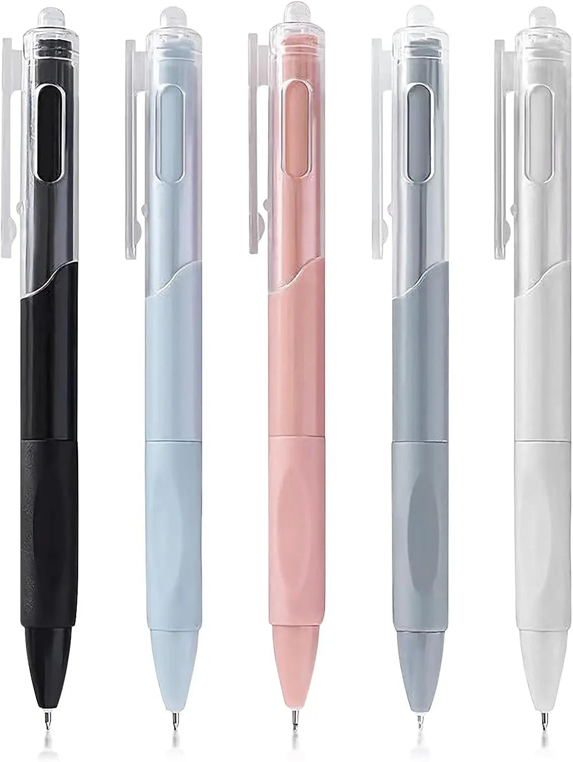 5 Pack Retractable Gel Pens 0.5mm Quick-Drying Black Ink Smooth Writing Ballpoint Pens for School Office and Stationery Supplies