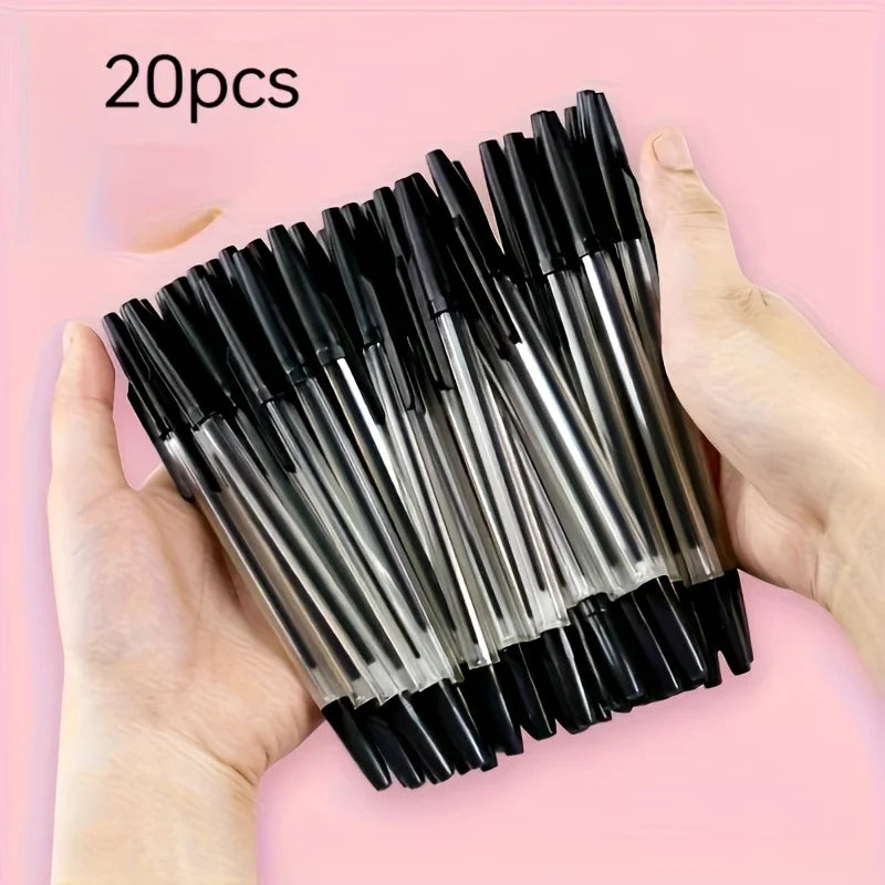 20-Pack Quick-Dry Round Ballpoint Pens - Polypropylene Barrel with Removable Cap, Medium Tip for Smooth Writing, For Office